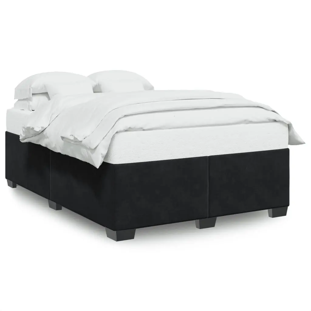 Double Bed Frame Sturdy Feet Slat Support Black Velvet Upholstered Bedroom
