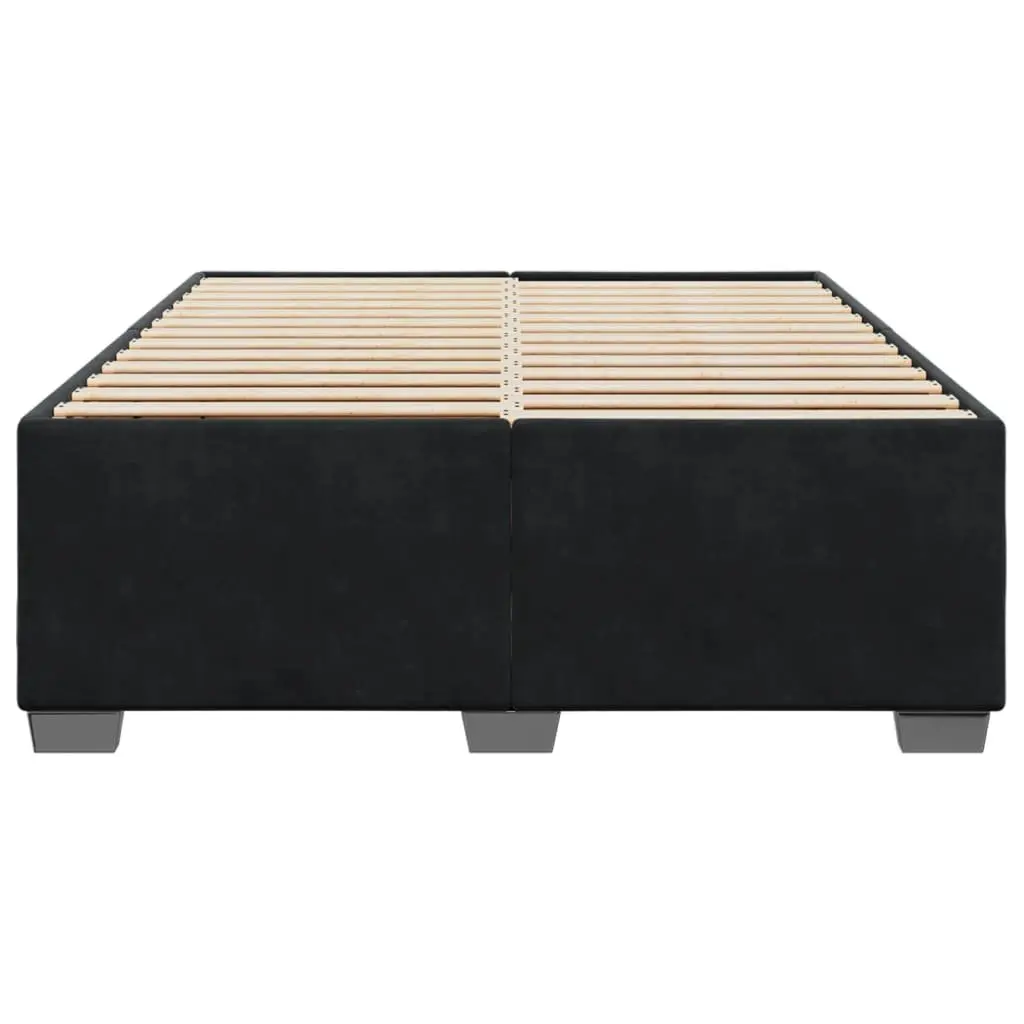 Double Bed Frame Sturdy Feet Slat Support Black Velvet Upholstered Bedroom