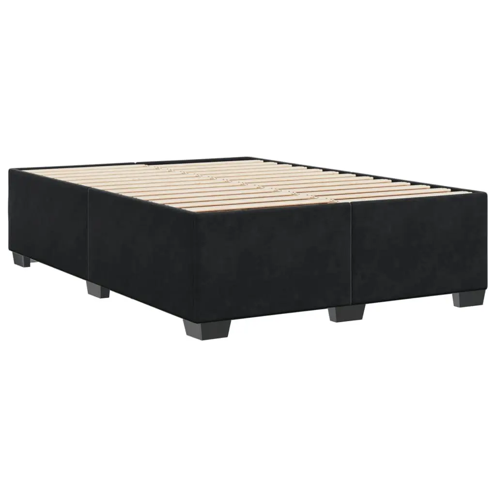 Double Bed Frame Sturdy Feet Slat Support Black Velvet Upholstered Bedroom