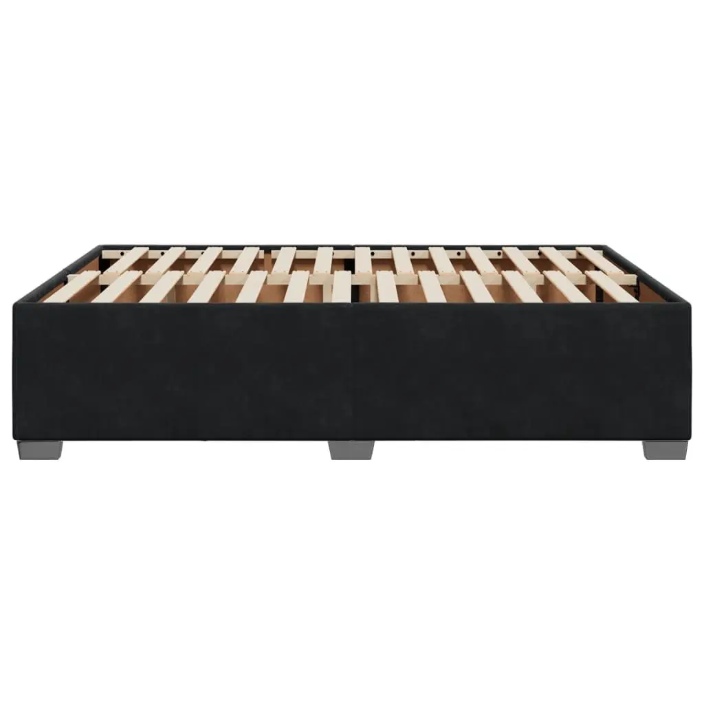 Double Bed Frame Sturdy Feet Slat Support Black Velvet Upholstered Bedroom