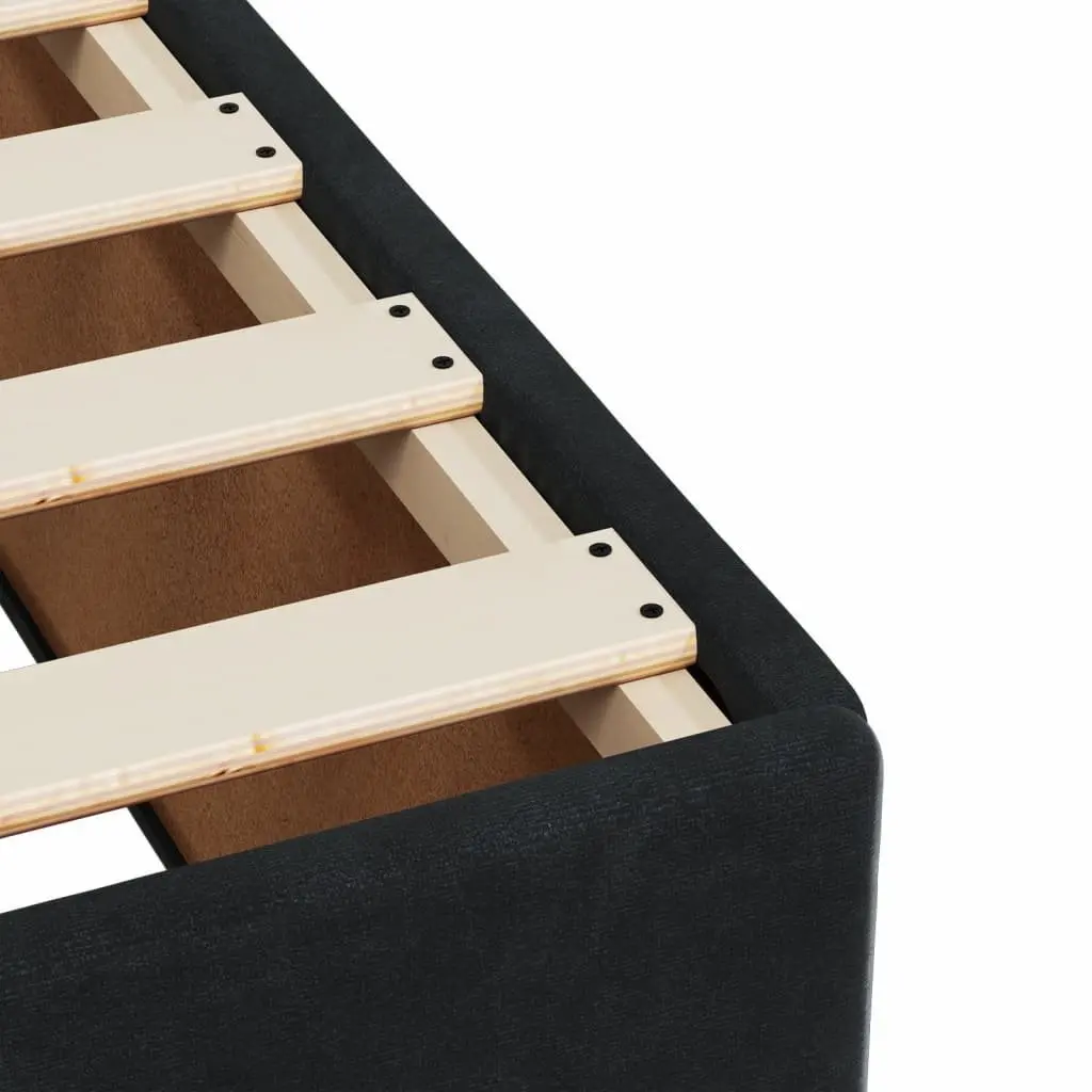 Double Bed Frame Sturdy Feet Slat Support Black Velvet Upholstered Bedroom