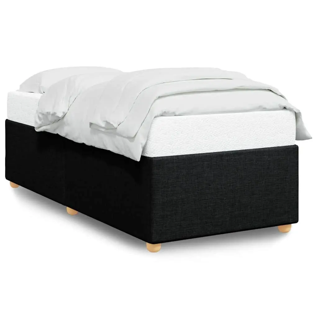 Bed Frame Black 90x190 cm Fabric Upholstered Platform Slat Base Bedroom