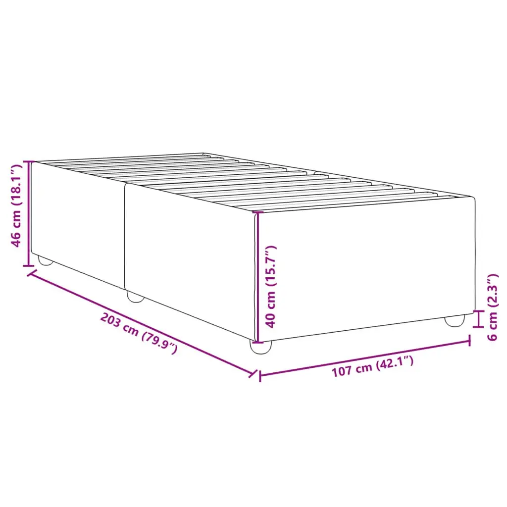 Grey Fabric King Single Bed Frame with Slats Support for Bedroom Furniture