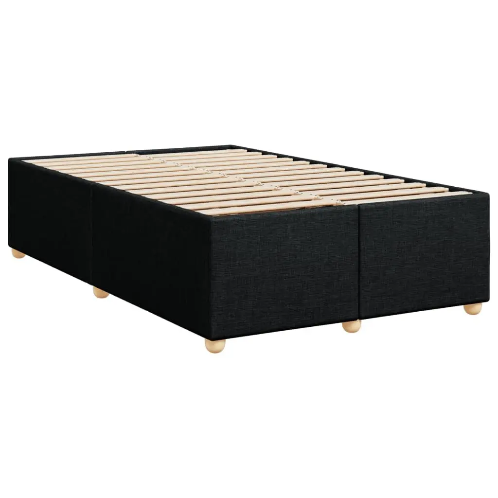 Double Bed Frame Black Fabric Upholstered Slat Support Bedroom Furniture