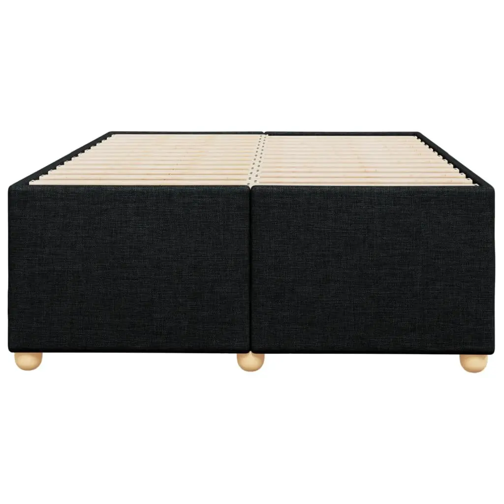 Double Bed Frame Black Fabric Upholstered Slat Support Bedroom Furniture