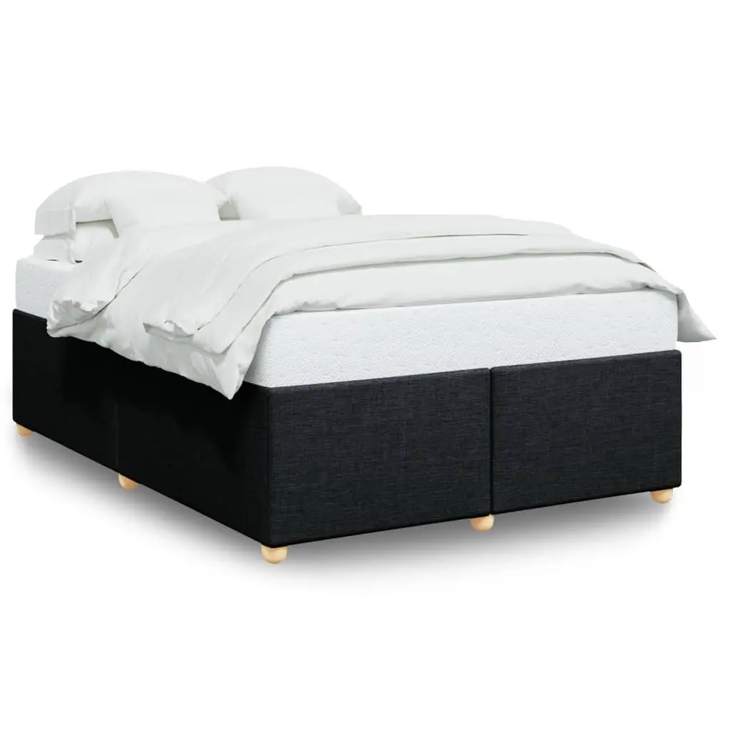 Queen Bed Frame Black Fabric Upholstered Platform