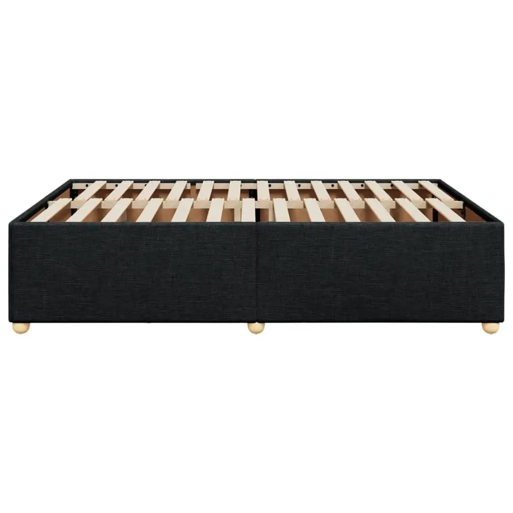 Queen Bed Frame Black Fabric Upholstered Platform