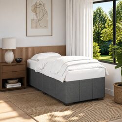 Bed Frame Dark Grey 90x190 cm Fabric Slats Support Bedroom Furniture