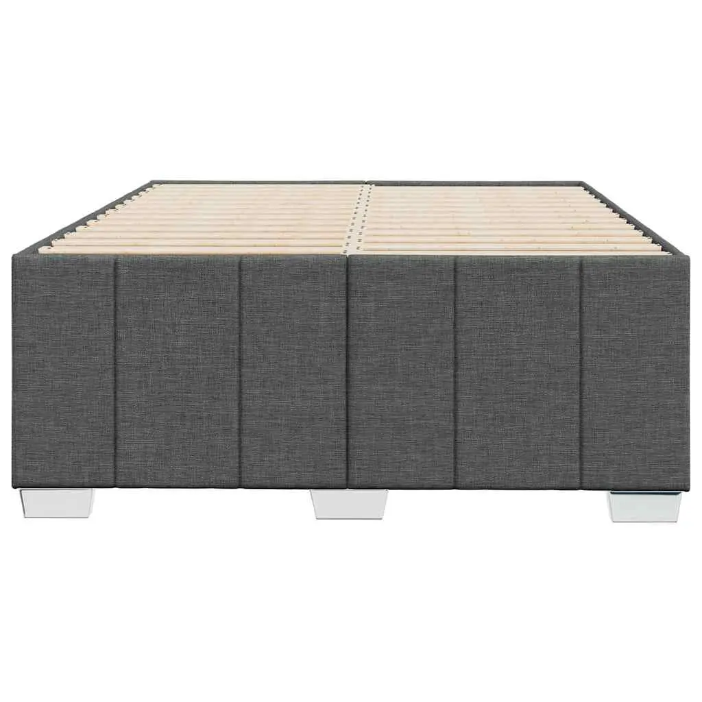 Double Bed Frame Grey Fabric Slats Support Bedroom Furniture No Mattress