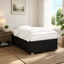 Comfortable and Affordable Black Fabric Double Bed Frame