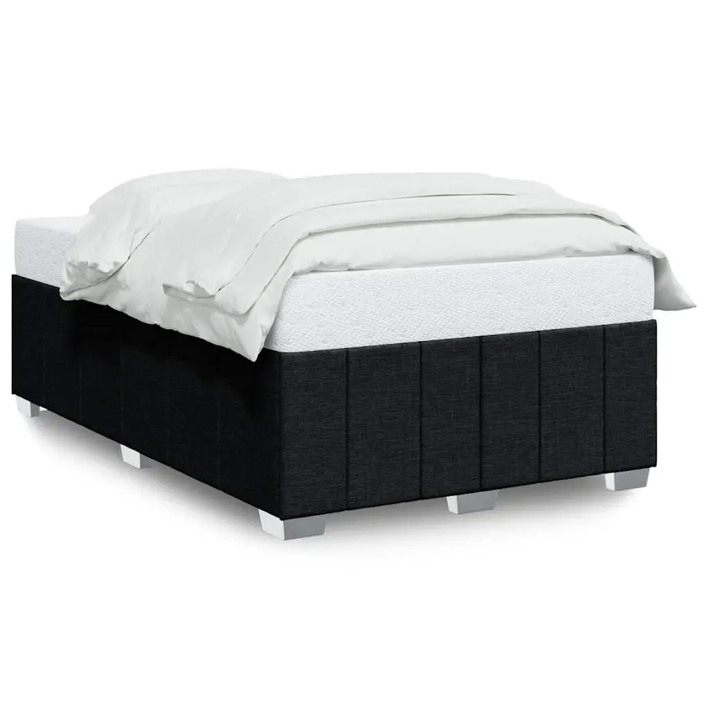 Double Bed Frame Black Fabric Upholstered Double Size Slat Base Support
