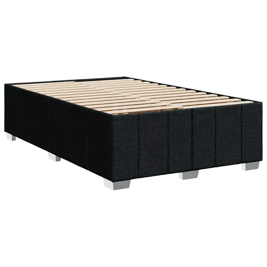 Double Bed Frame Black Fabric Upholstered Double Size Slat Base Support