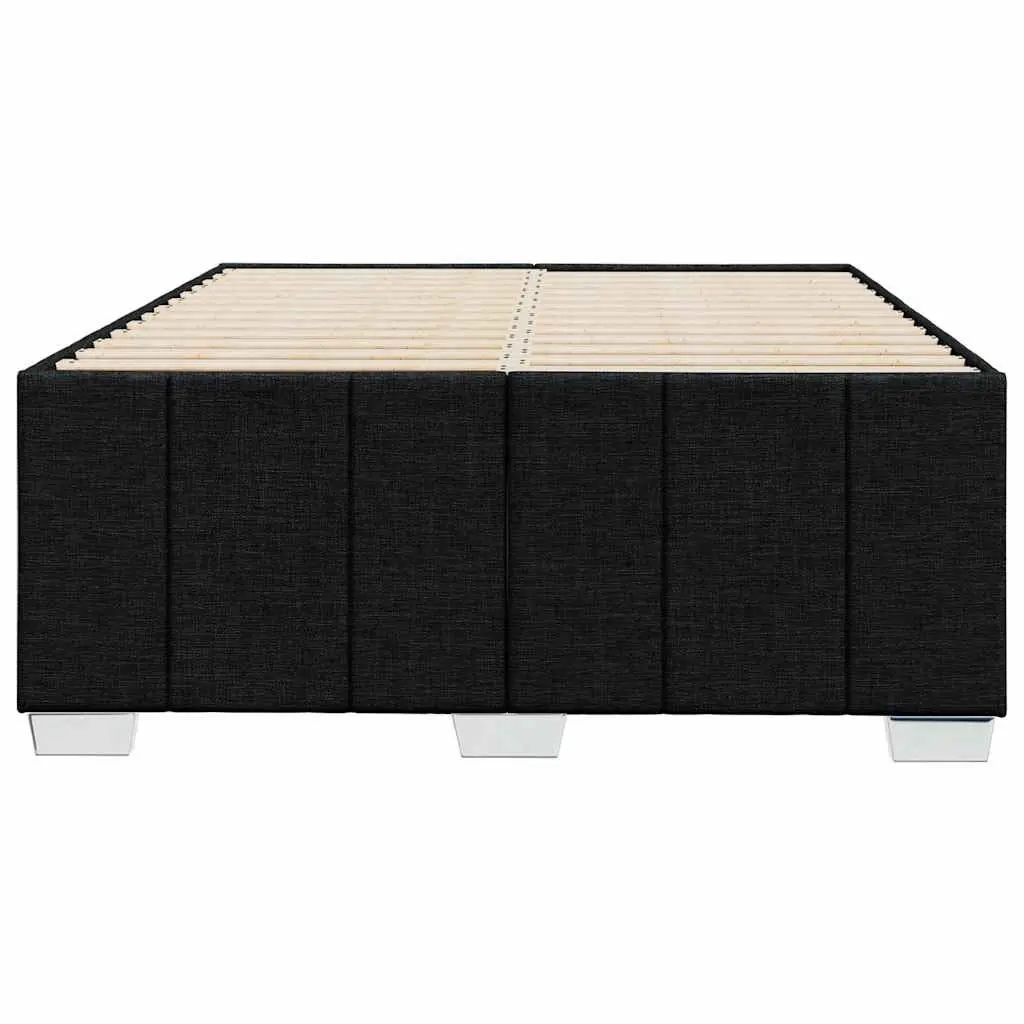 Double Bed Frame Black Fabric Upholstered Double Size Slat Base Support
