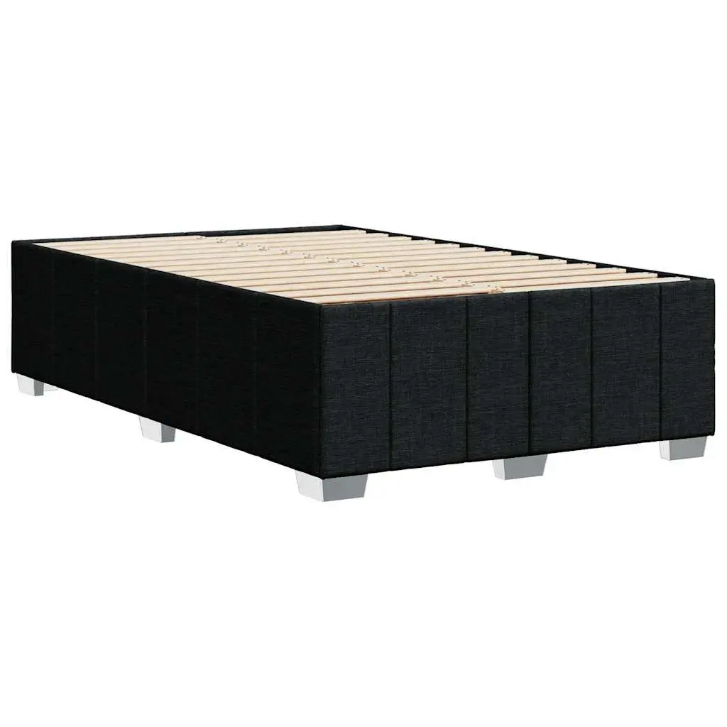 Double Bed Frame Black Fabric Upholstered Double Size Slat Base Support
