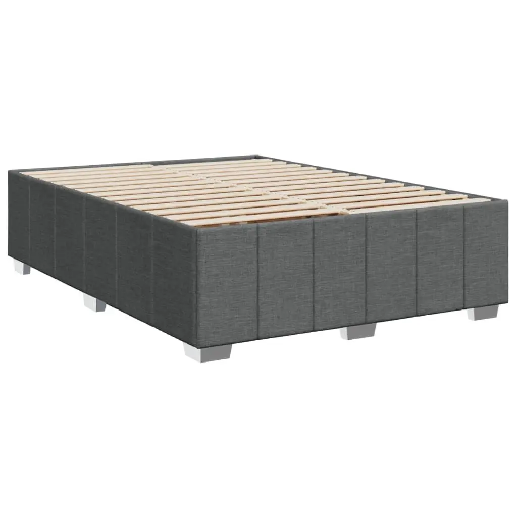 Queen Bed Frame Dark Grey Fabric Upholstered Slat Support Bedroom Furniture