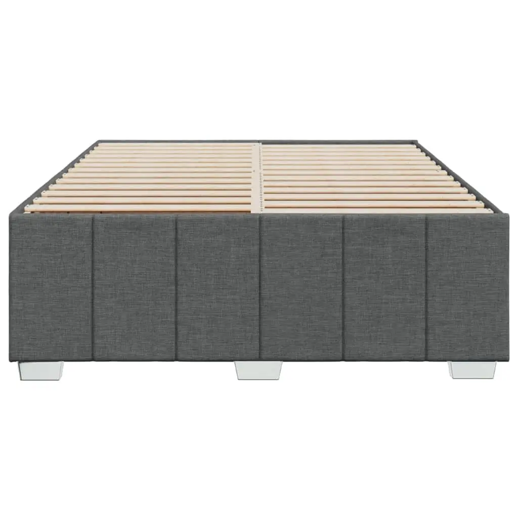 Queen Bed Frame Dark Grey Fabric Upholstered Slat Support Bedroom Furniture