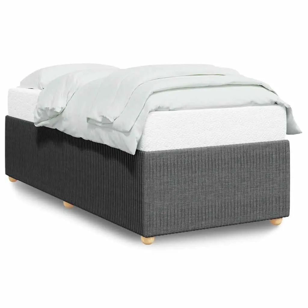 Bed Frame Grey 90x190 cm Fabric Upholstered Slatted Base Bedroom Furniture