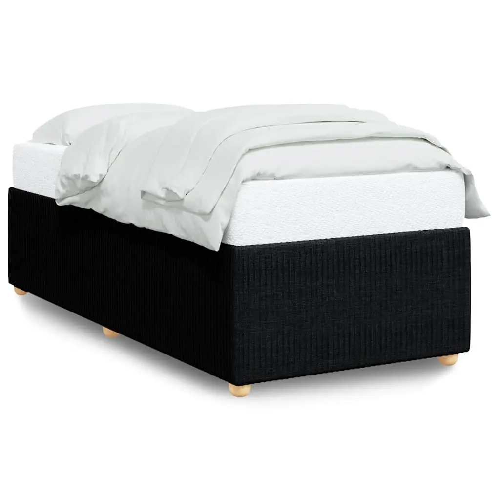 Bed Frame Black Fabric Upholstered 90x190 cm Slatted Base Bedroom