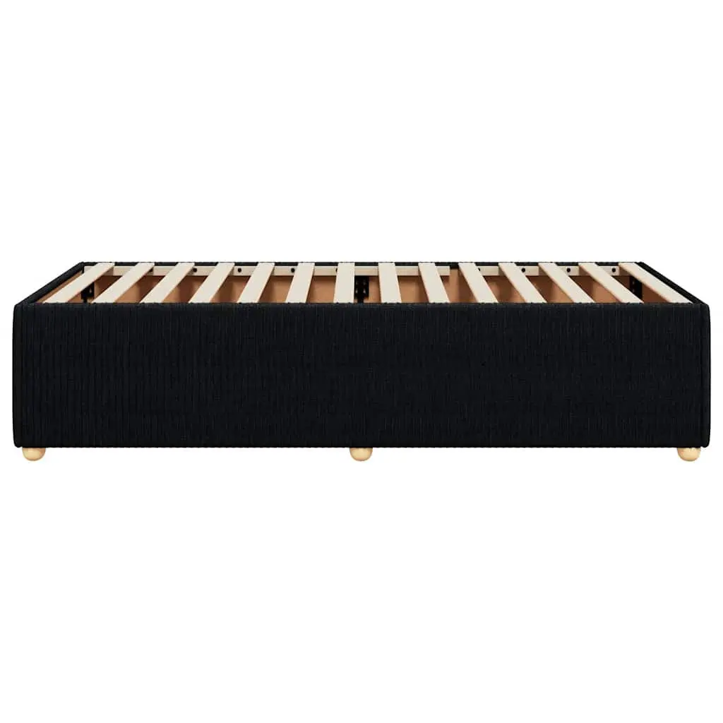Bed Frame Black Fabric Upholstered 90x190 cm Slatted Base Bedroom