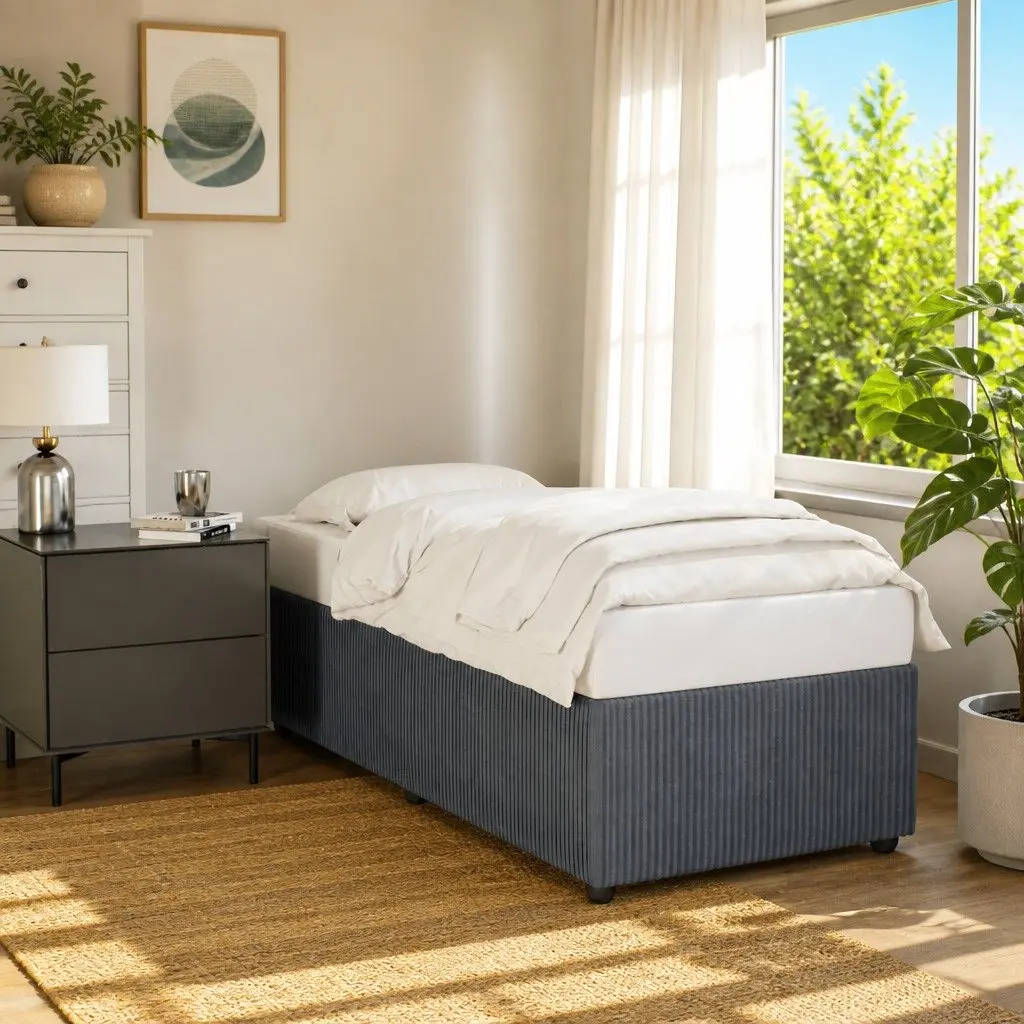 Bed Frame Slatted Base 90x190 cm Grey Velvet Bedroom Furniture
