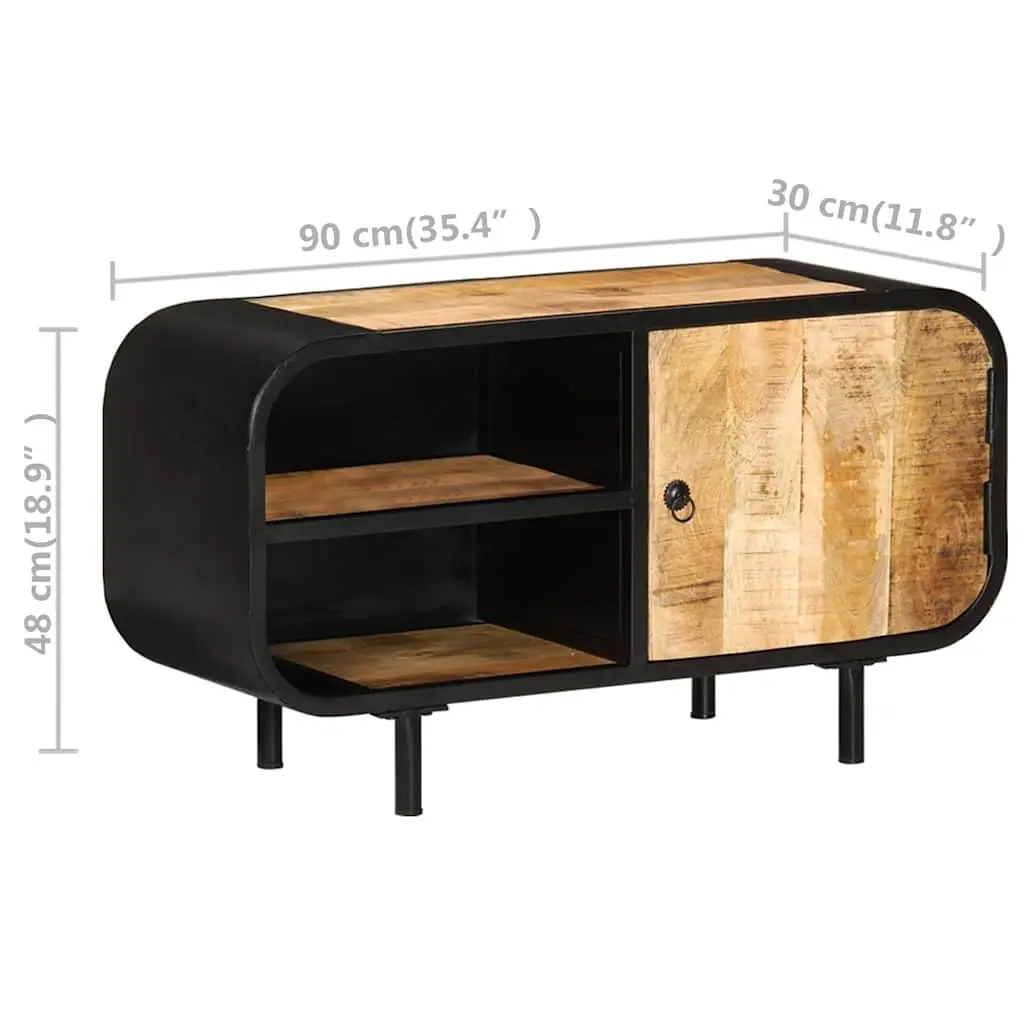 TV Cabinet 90x30x48 cm Brown Wooden Storage Unit Industrial Style Furniture