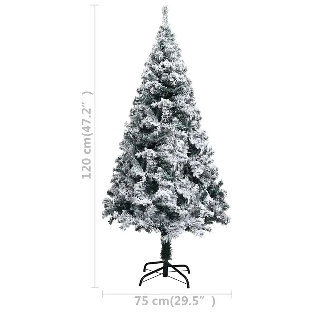 Artificial Christmas Tree 120cm Flocked Snow Green PVC Indoor Outdoor