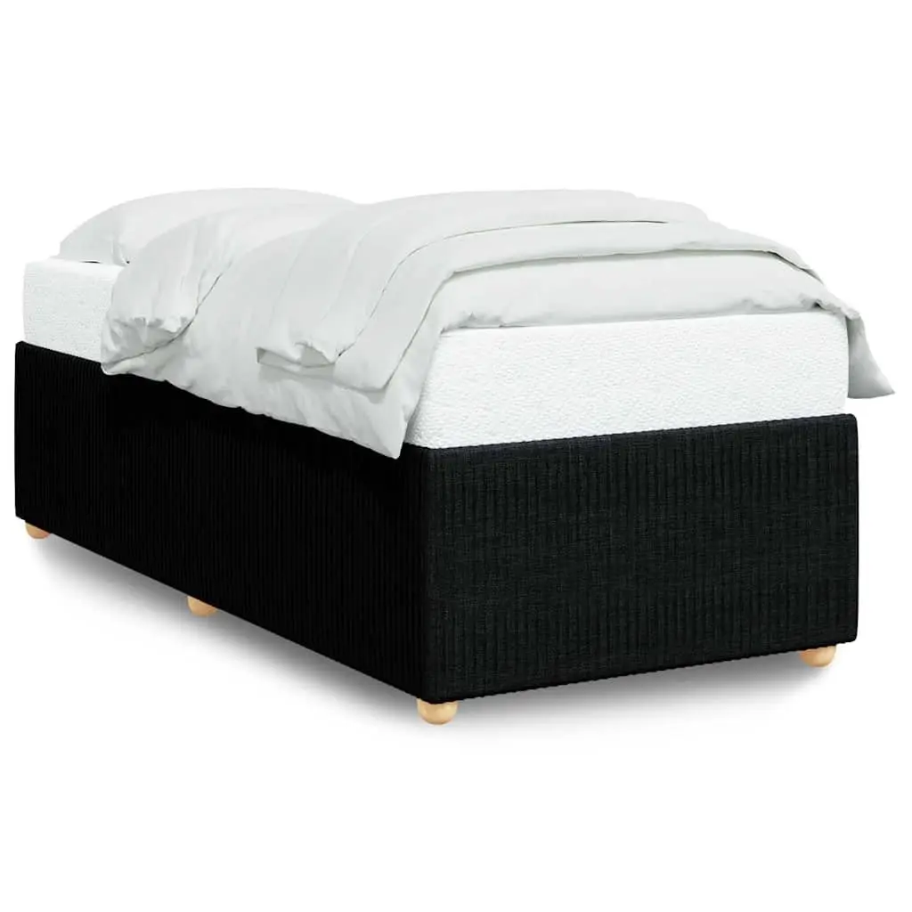 Bed Frame 90x190 cm Black Fabric Slatted Base Support