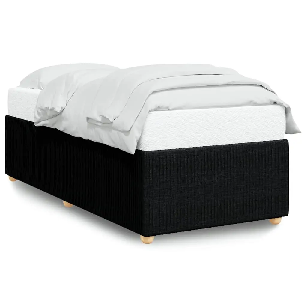 King Single Bed Frame Velvet Fabric Black with Slats Support for Bedroom
