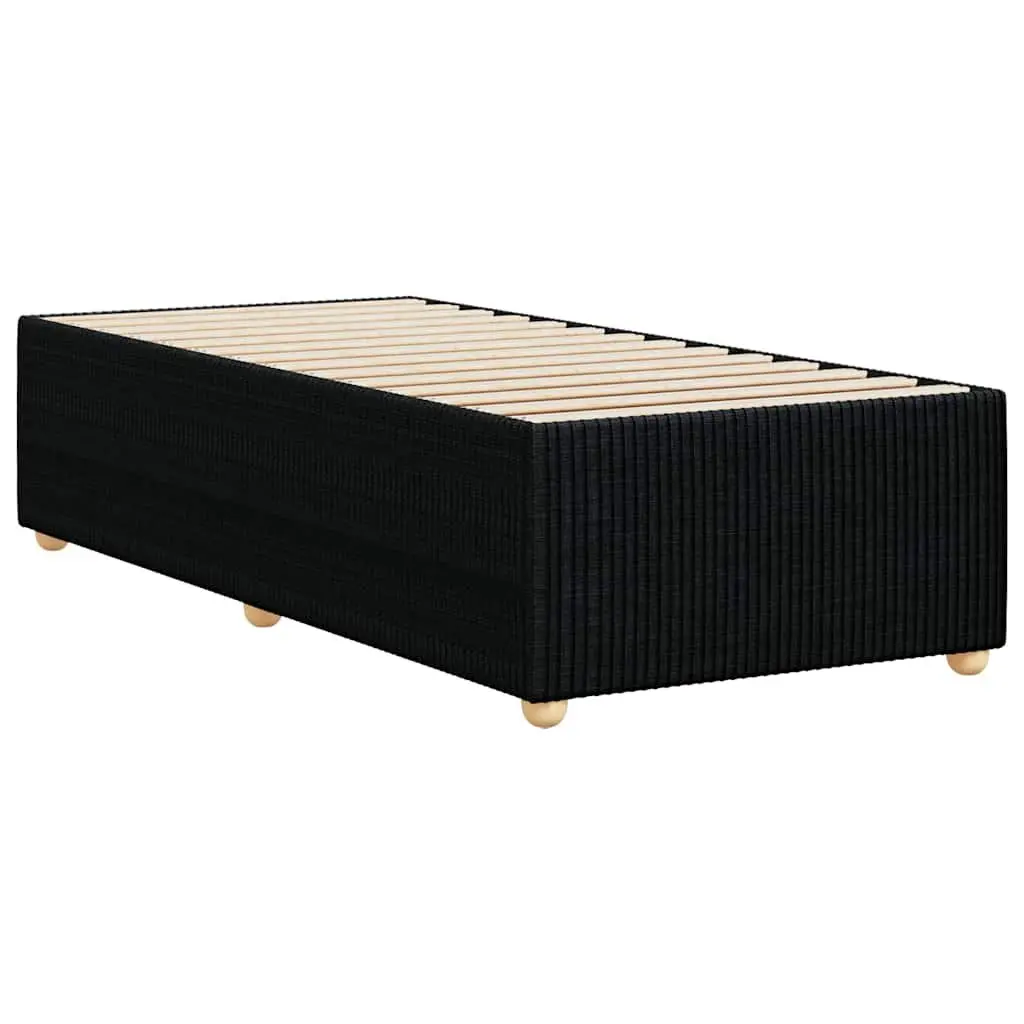 King Single Bed Frame Velvet Fabric Black with Slats Support for Bedroom