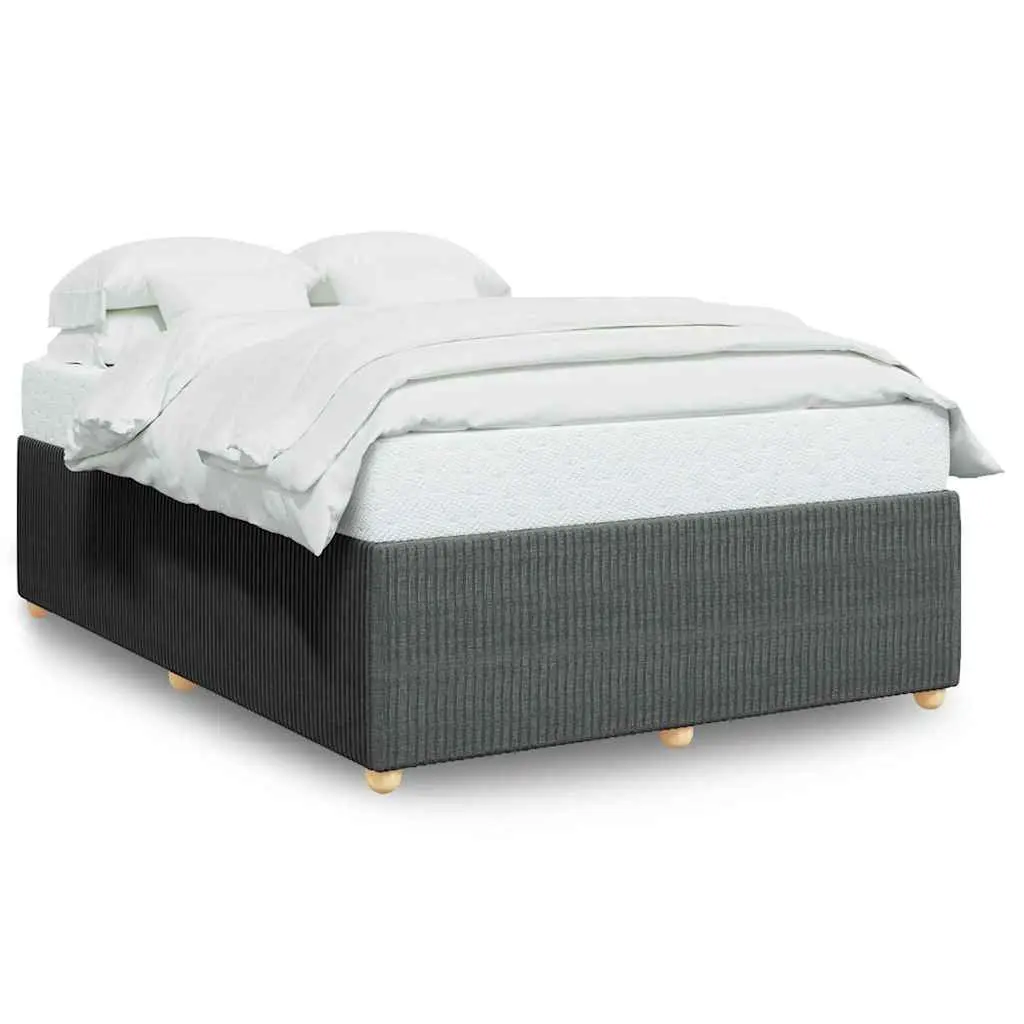 Double Bed Frame Grey Velvet Fabric Slats Support