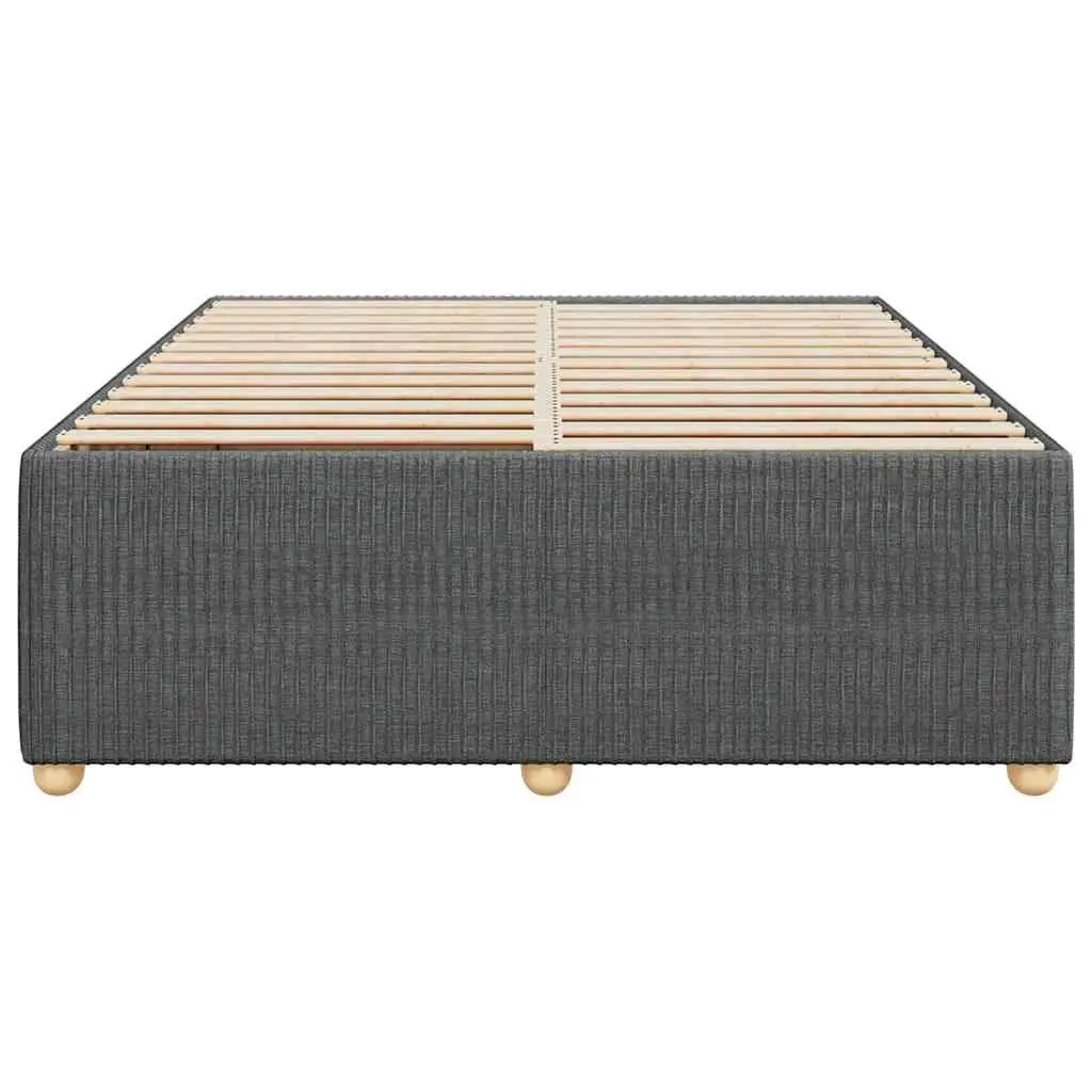 Double Bed Frame Grey Velvet Fabric Slats Support