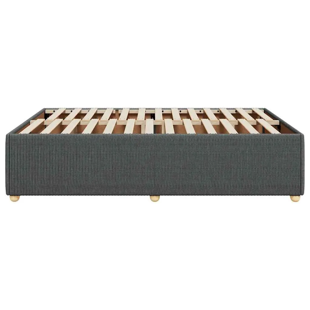 Double Bed Frame Grey Velvet Fabric Slats Support
