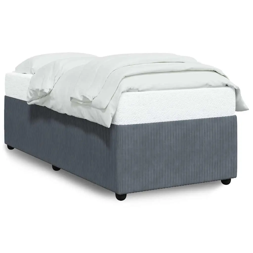 Bed Frame 90x190 cm Grey Velvet Upholstered Slats Support No Mattress