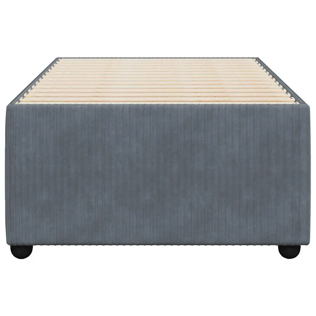Bed Frame 90x190 cm Grey Velvet Upholstered Slats Support No Mattress