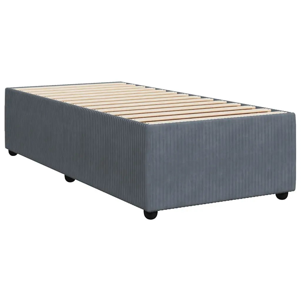 King Single Bed Frame Dark Grey Velvet Upholstered Bedroom Furniture