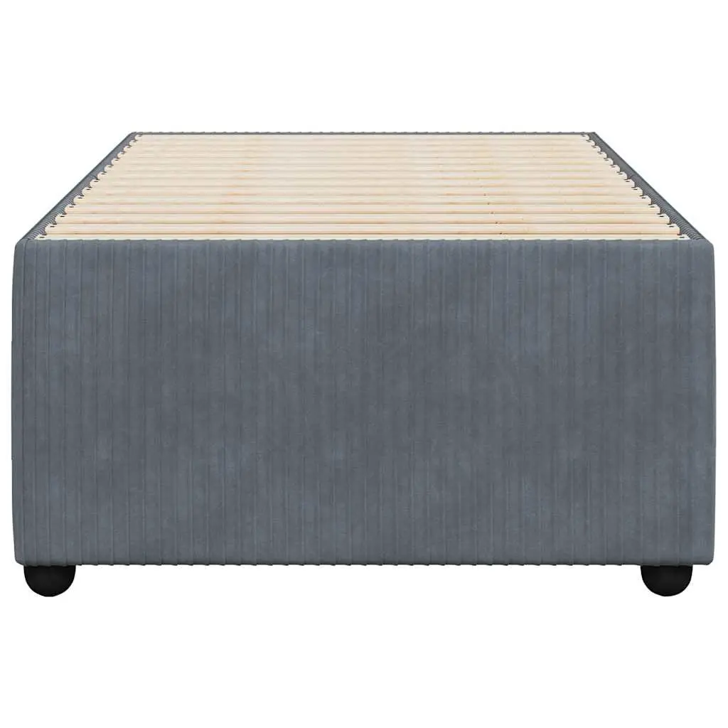 King Single Bed Frame Dark Grey Velvet Upholstered Bedroom Furniture