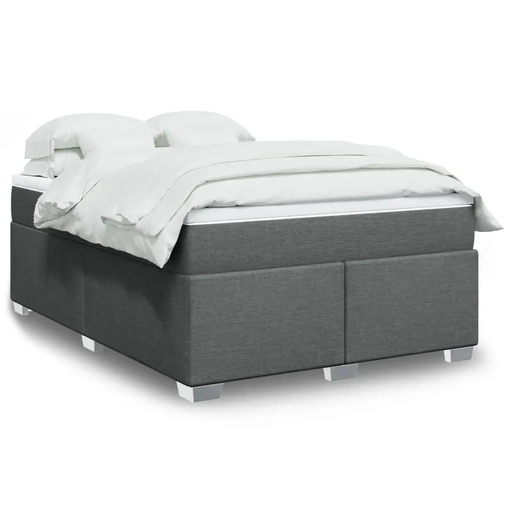Queen Bed Frame with Pocket Spring Mattress and Removable Topper Light Grey Fabric