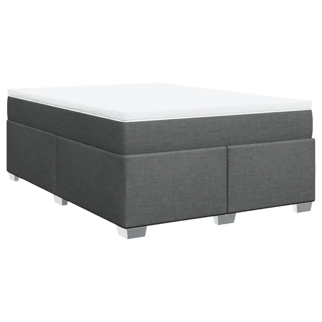 Queen Bed Frame with Pocket Spring Mattress and Removable Topper Light Grey Fabric