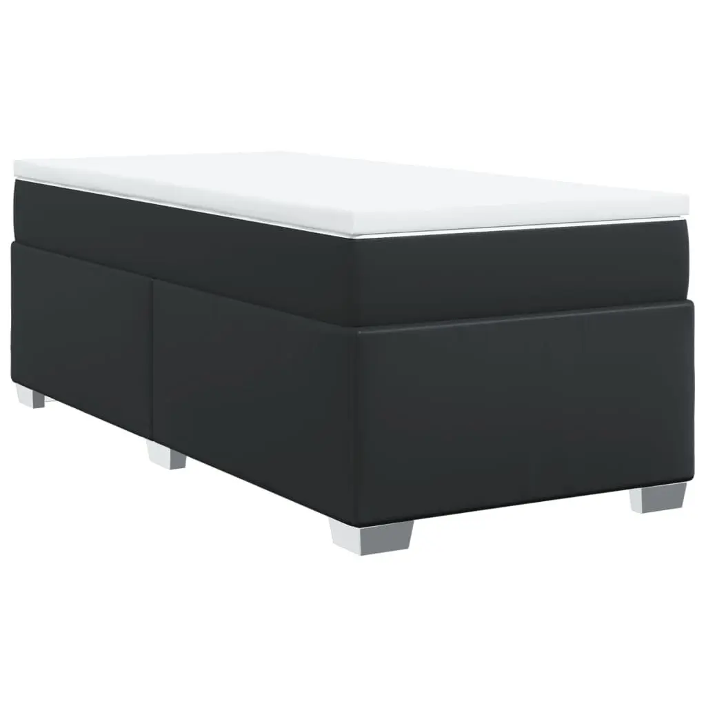 Box Spring Bed Pocket Mattress King Single Black Faux Leather Frame