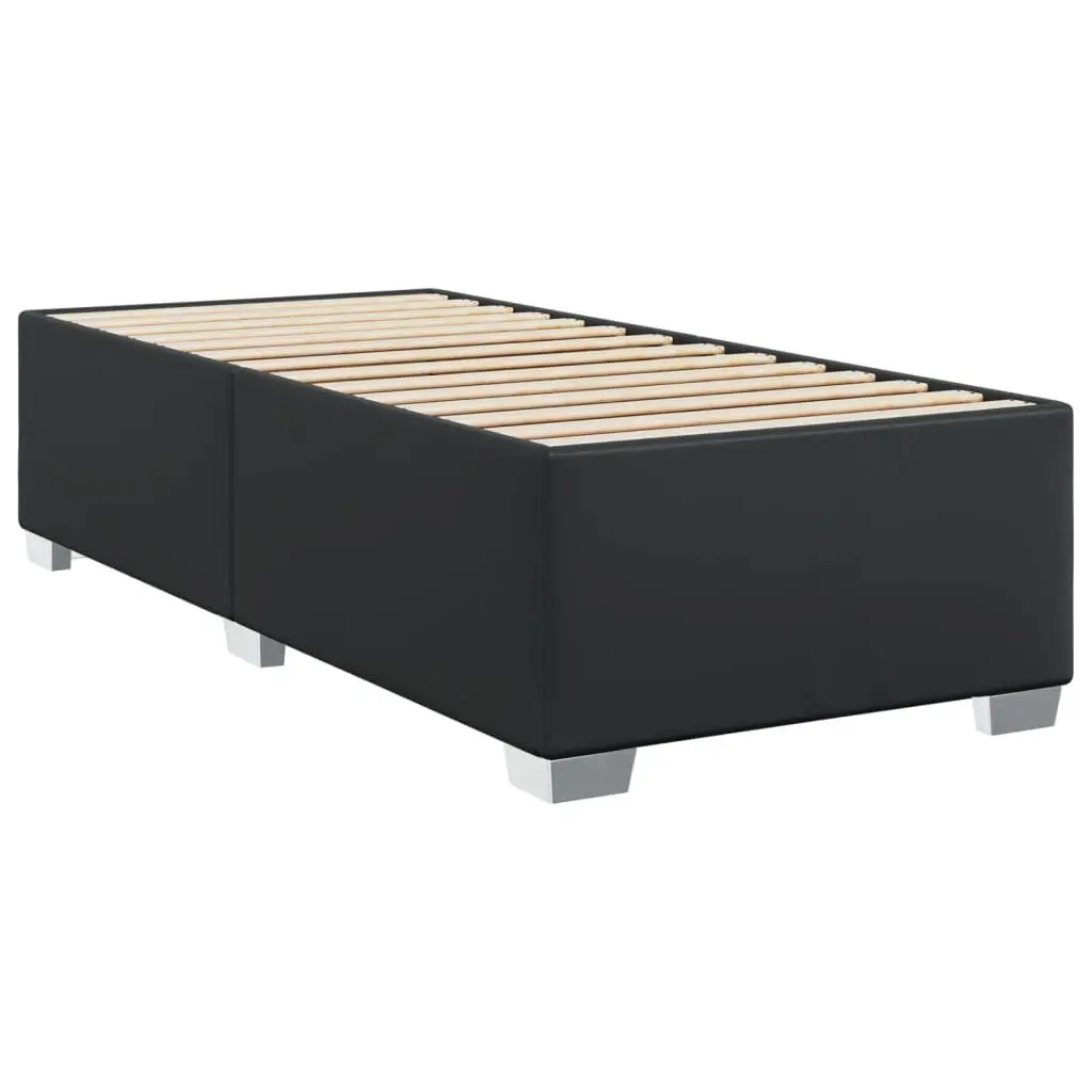 Box Spring Bed Pocket Mattress King Single Black Faux Leather Frame