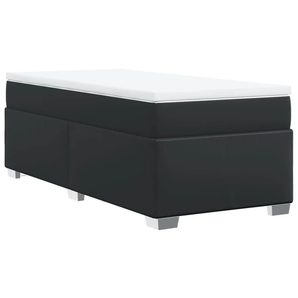 Box Spring Bed Pocket Mattress King Single Black Faux Leather Frame