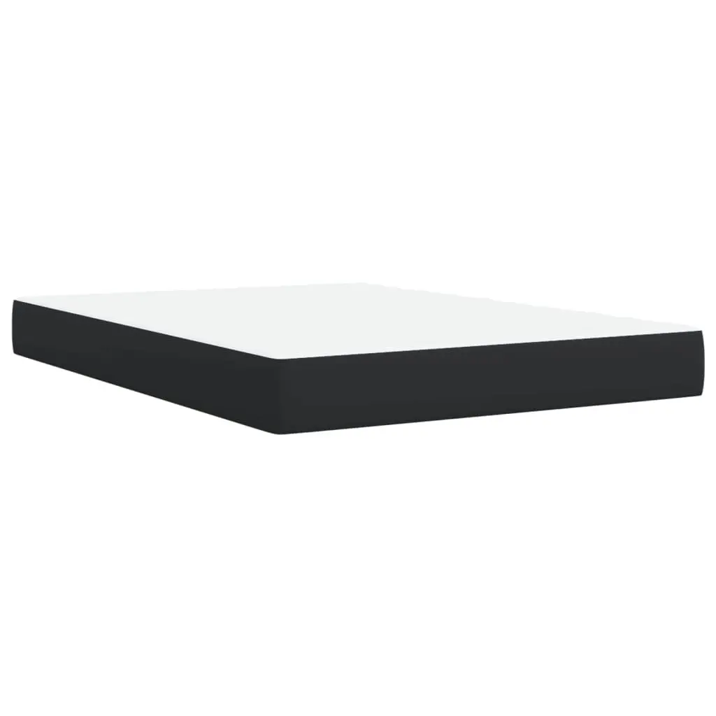 Queen Size Box Spring Bed with Pocket Mattress Black Faux Leather Frame