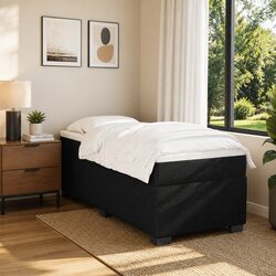 Box Spring Bed with Pocket Spring Mattress King Single Velvet Grey Bedroom