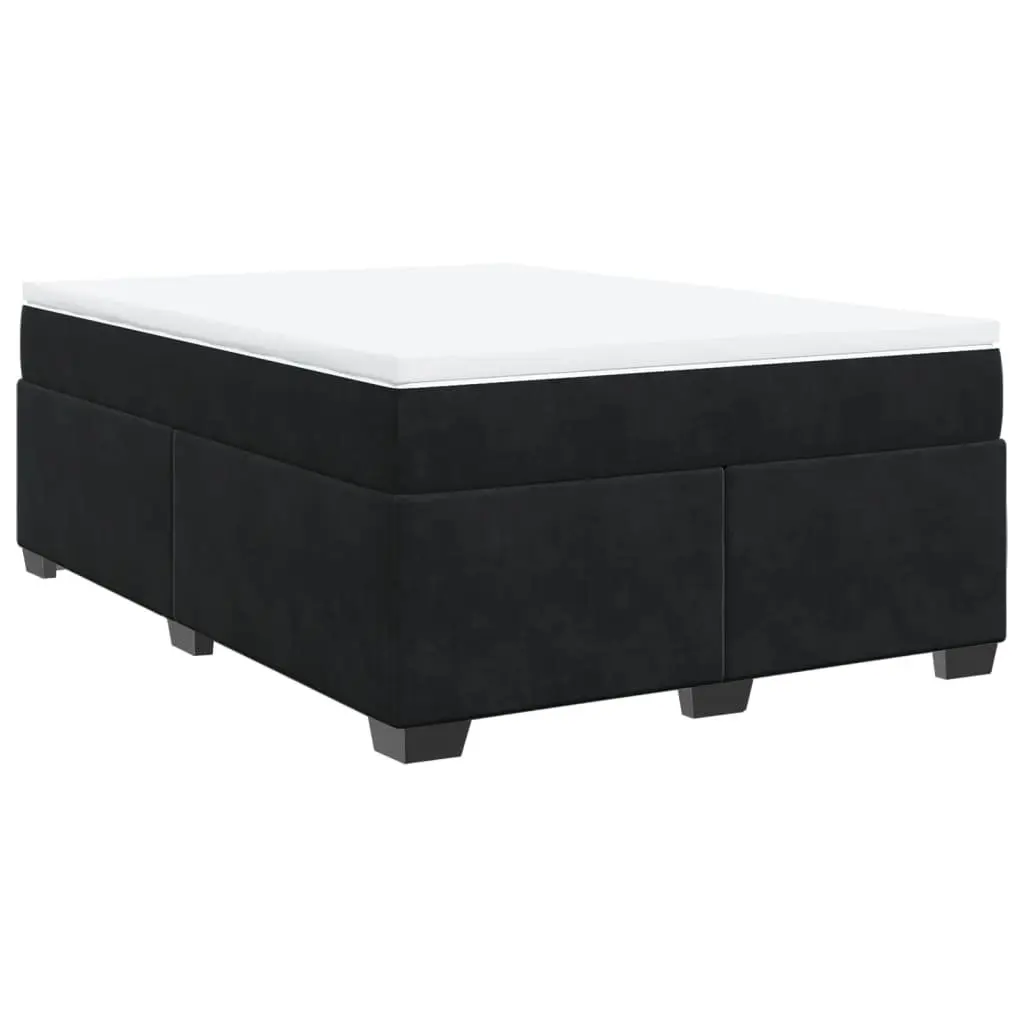 Double Box Spring Bed with Pocket Spring Mattress Grey Velvet Upholstered Frame