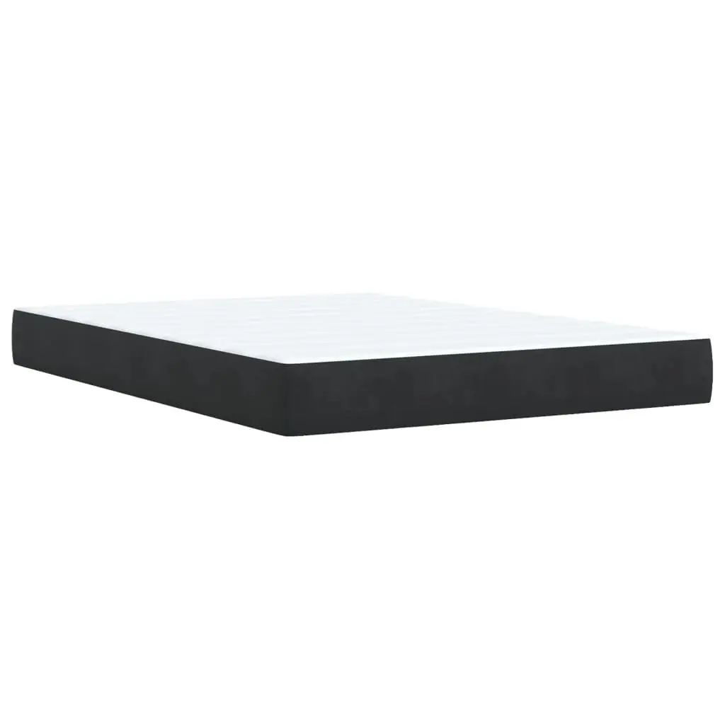Double Box Spring Bed with Pocket Spring Mattress Grey Velvet Upholstered Frame