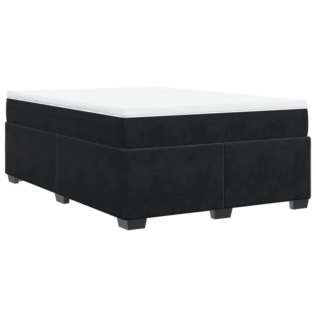 Double Box Spring Bed with Pocket Spring Mattress Grey Velvet Upholstered Frame