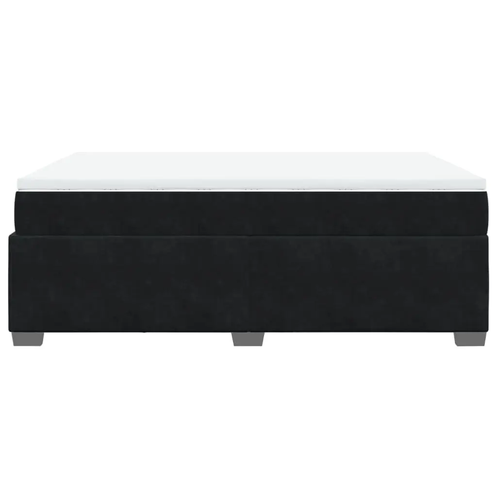 Double Box Spring Bed with Pocket Spring Mattress Grey Velvet Upholstered Frame