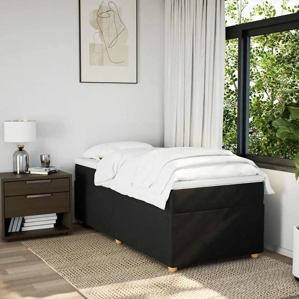 Box Spring Bed Pocket Spring Mattress King Single Black Fabric