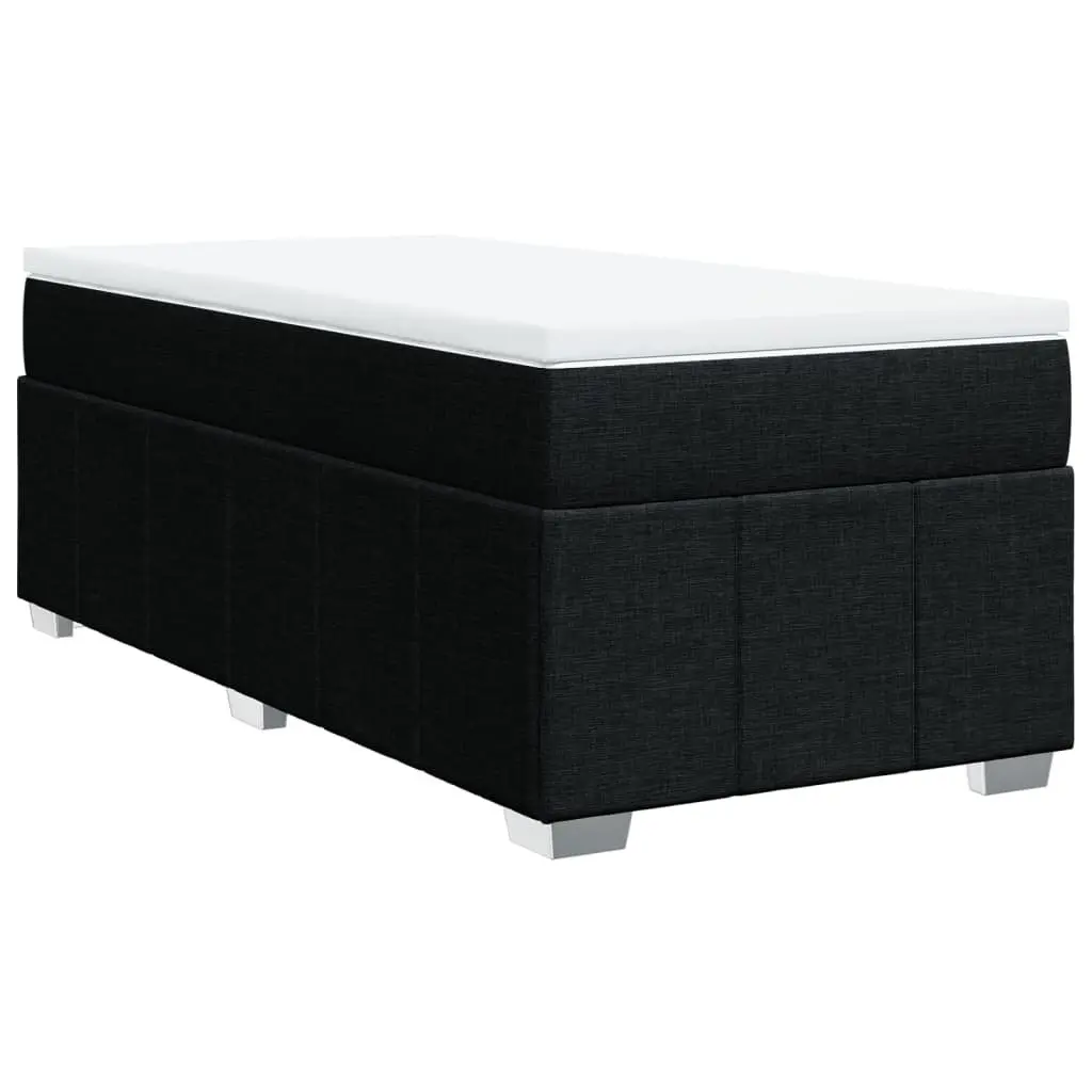 King Single Box Spring Bed with Pocket Mattress Black Fabric Bedroom Furniture