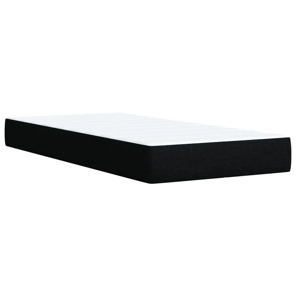 King Single Box Spring Bed with Pocket Mattress Black Fabric Bedroom Furniture